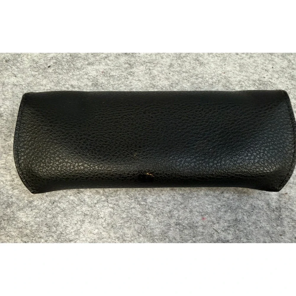 Ray-Ban Black Pebbled Faux Leather Sunglasses Case Snap Closure Gold Seal Logo